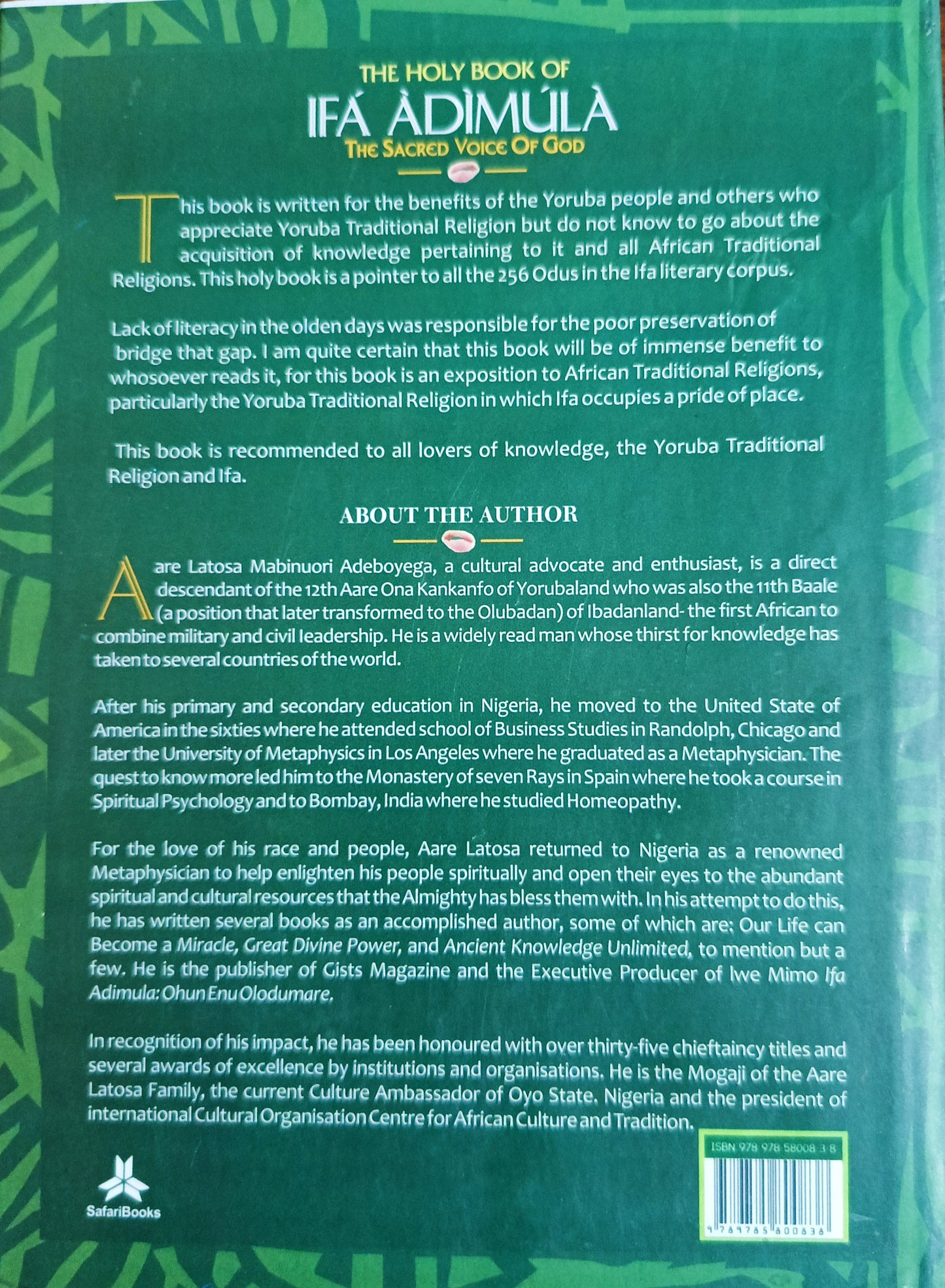 The Holy Book of Ifa Adimula, The Sacred Voice of God